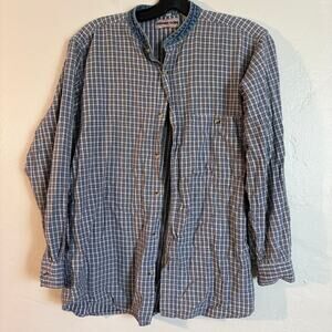 Cowboy Code Plaid Work Shirt with Denim Mock Neck Western